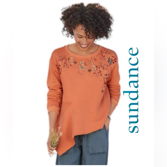 Sundance Clementine Fields Sweatshirt In Creamy Orange Size XXL Embroidered - Picture 1 of 9